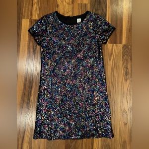 GAP Girls Multicolor Sequin Short Sleeve Dress